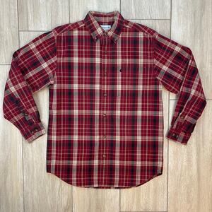 Carhartt Plaid Flannel Shirt Men M Red Button Front Cotton Long Sleeve Fall 2012